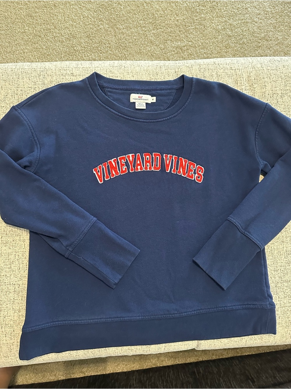 Vineyard Vines Navy Crewneck Sweatshirt with Red Logo